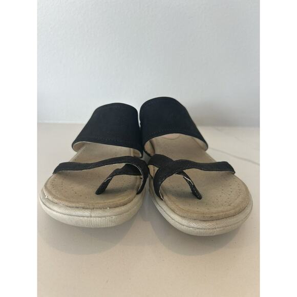 ECCO Flip Flop Thong Toe Sandals Black Leather Women's Size 38 - Picture 3 of 7